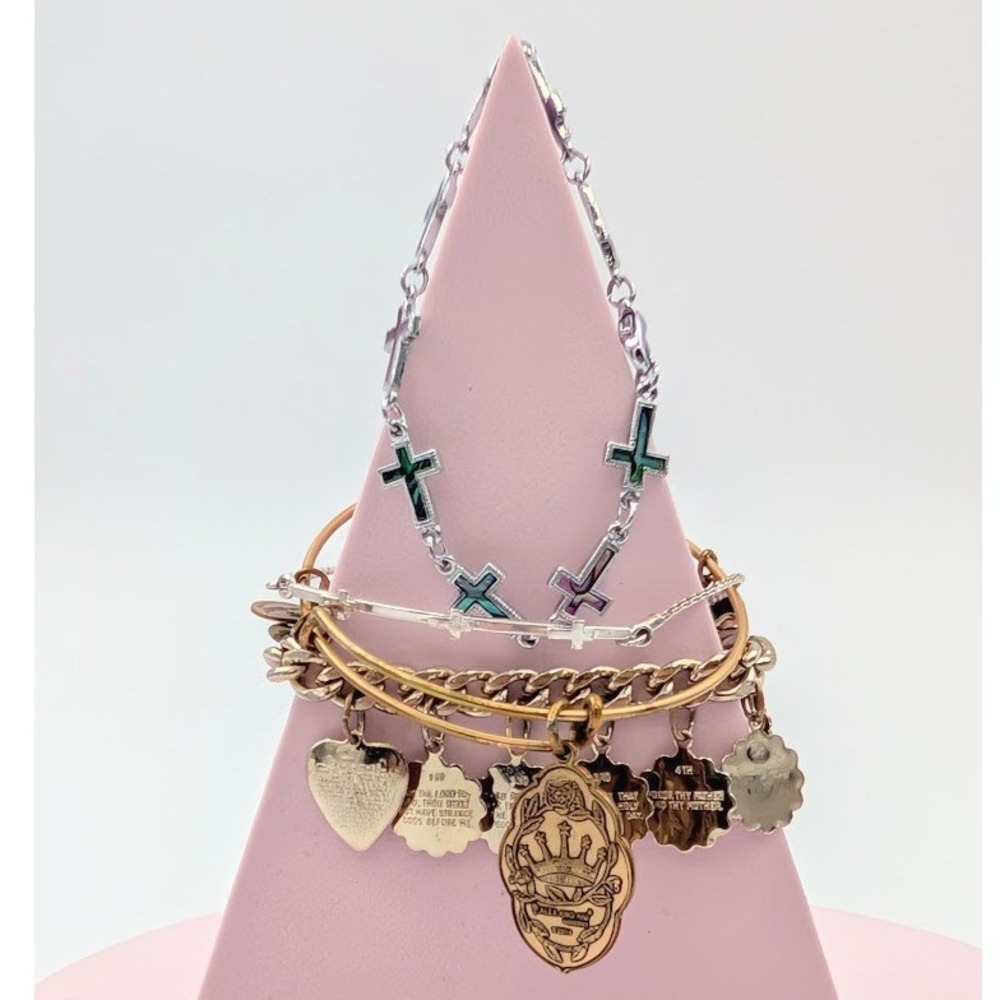 Religious Catholic Bracelet Lot Commandments Mary Cross Charm